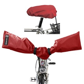 NC-17 Connect E-Bike Handlebar Cover or Set with Bicycle Saddle Protector │ Handlebar Cover for Bicycle Saddle and/or Handlebar │Nylon │One Size, red