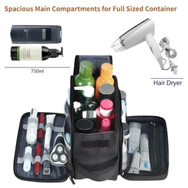 Buruis Extra Large Toiletry Bag for Men, Travel Toiletry Organizer Dopp Kit Water-resistant Shaving Bags, PU Leather Cosmetic Bathroom Shower Bag for Toiletries, Grooming, Accessories (Black)