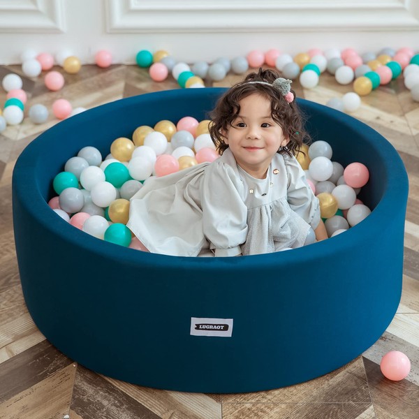 LUGRAOT Foam Ball Pits for Toddlers and Babies, 35.4 in Soft Round Ball Pit, Ideal Gift for Your Baby, Balls not Included
