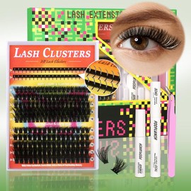 Lashes map for Clusters Kit Fluffy Dramatic Eyelashes Extension Kit DIY, 8-18mm  Individual Lashes Kit with Lash Bond and Seal Makeup:_Sliver