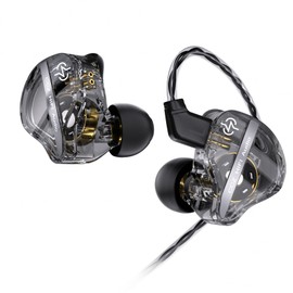 keephifi CCZ DC01 Pro In-Ear-Monitor-Kopfhörer, 1DD Bass HiFi IEM kopfhörer,V-Shape-Tuning kabelgebundene In-Ear-Ohrhörer, abnehmbaren 2pin-Z-OFC-Kabeln für Musiker, Schlagzeuger(schwarz,kein mikro)