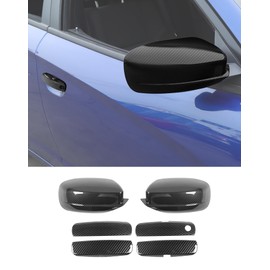 DSWSQ Carbon Fiber Exterior Side View Mirror Covers Caps & Door Handle Covers Trim Fit for 2010-2022 2023 2024 Dodge Charger