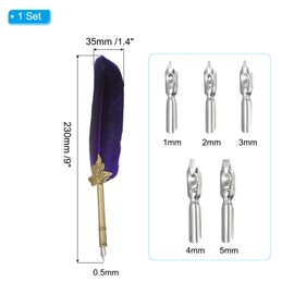 PATIKIL Feather Pen, 9.4 Inch Vintage Quill Pen Feather Dip Pen with 5 Pcs Replacement Nibs for Writing Calligraphy Wedding Signature Guest, Purple