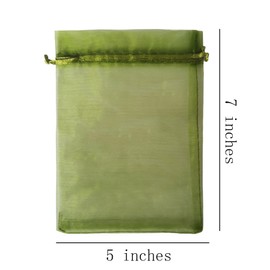 Pack of 100 Gift Organza Bags with Drawstring 5x7 inch Light Green for Jewelry,Candy Sheer Fabric Clear Mesh Sachet for Baby Shower,Christmas,Party Favors,Birthday,Wedding,Bridal Shower,Fathers Day
