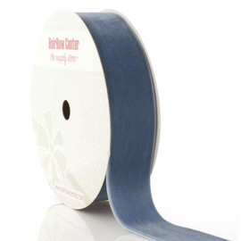 1" Velvet Ribbon Single Sided Craft Trim for Hair Bows Sewing Gift Wrapping and DIY Projects Soft Smooth Material (Antique Blue, 5 Yards)