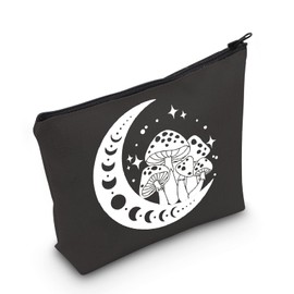 POFULL Mushroom Moon Phase Gift Celestial Mystical Moon Gift Moon with Magic Mushroom Cosmetic Bag (Mushroom Moon Bag)