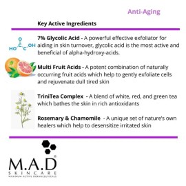 Tónico Antiedad M.A.D Skincare Ácido Glicólico Día Noche Rostro 200ml                                                                                 