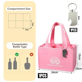 YRsorn Bottle Bag 6 Bottles - Women's Handbag Beir, Bottle Carrier Gift Women Birthday, 40th Birthday Women, Pink, pink, simple