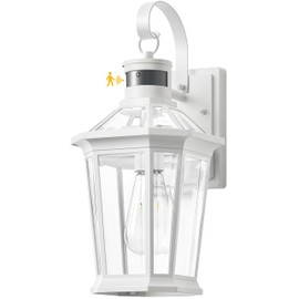 VIANIS Outdoor Wall Lantern with Motion Sensor, Dusk to Dawn Exterior Light Fixtures Wall Mount, Modern White Outside Front Porch Light, Anti-Rust 100% Aluminum Outdoor Wall Sconce for Garage