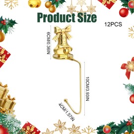 6Pcs Christmas Stocking Holders for Fireplace Gold Christmas Stocking Holder Stand Xmas Hooks Hangers with Anti Skid Safety Hang Grip Christmas Hooks Stocking Holder for Christmas Party Decoration