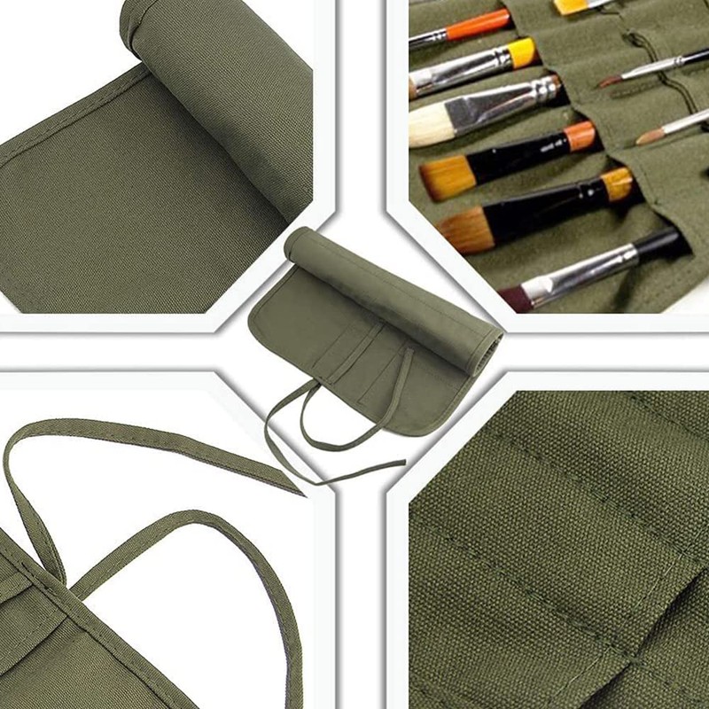 DFsucces Canvas Painting Brush Case, Tool Holder, 22 Slots, Large