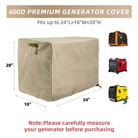 Joramoy Outdoor Generator Covers Waterproof UV Protection Heavy Duty 600D Oxford Cover Universal for Wen 56310ic & Wen 3800 & Predator 3500 (24x 18x 20 inch) Khaki