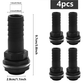 ZIOYA 4 pieces tank feed-through, 1 inch external thread with hose nozzle, hose connection, rain barrel duct for rain barrel, water barrels, water tanks, cisterns
