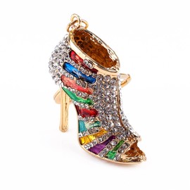 Honiwu High Heel Keyring, Rhinestone Charm Keyring, Rhinestone Keychain, Rhinestone Crystal Keyring, High Heel Shoe Shaped Key Ring Keychain Crystal Bag Charm Keychain Decoration for Backpack Handbag