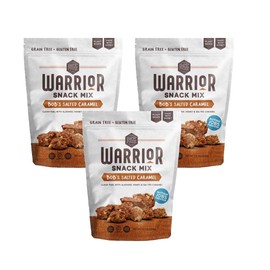 BeeFree Warrior Mix Gluten Free Granola - Chunky Granola Bites | Paleo Granola, Low Carb, Grain Free, Preservative Free, Oat Free | Granola for Yogurt, Low Calorie Snacks | Bob's Salted Caramel 9 ounce bags, 3 pack
