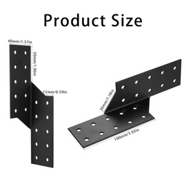 6 Pcs Rafter Purlin Anchors, Rafter Anchors, Right and Left Wood Connectors for Rafters and Purlins, Heavy Duty Angle Beam Connectors for Construction Bridges Slats Strips(170 x 40 mm, Black)