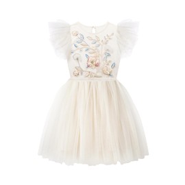 TUTULAND Tutu Dress for Girls - Embroidered Tulle Dress Tiered Layered Flower Toddler Dress for Wedding Birthday Photo Prop