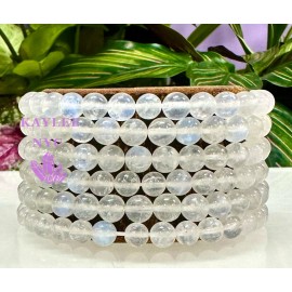 Crystal Wholesale 6 Pcs Natural moonstone 6mm 7.5” Crystal Stretch Bracelet