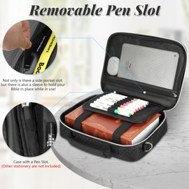 Bible Cover for Women Men, Extra Large Mens Bible Case, Bible Bag Carrying Church Bag Bible Protective with Pockets & Pen Slots, Black