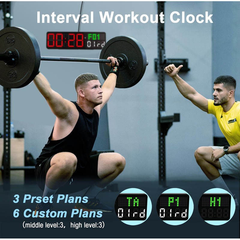 Home Gym Timer, 12'' Interval Workout Clock with Seconds |