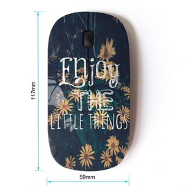KawaiiMouse [ Optical 2.4G Wireless Mouse ] Enjoy The Little Things Sunflower Text