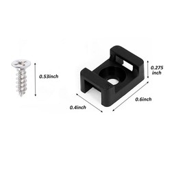120 Set Black Cable Zip Tie Mounts Kit,Wire Cable Clips Organizer Holders Clamps，Cable Zip Tie Saddle Type Mounts Base with 8" Cable Ties and Tapping Screw.