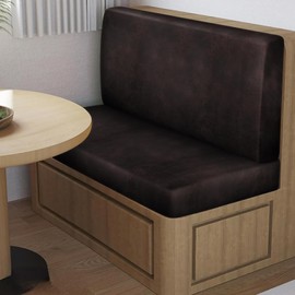 Leather Look RV Dinette Cushion Covers, Stretch Camper Cushion Slipcovers for Travel Trailer Couch RV Booth Seat, Replacement Camper Sofa Chair Protector (1 Backrest Cover & 1 Bench Cover,Chocolate)