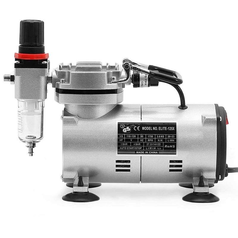 PointZero 1/5 HP Airbrush Compressor with Regulator, Gauge and Water