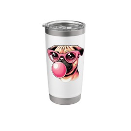 Dog Pug Sunglasses Bubblegum Stainless Steel Insulated Tumbler