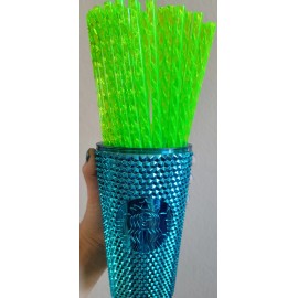 Boutique 4-12" Replica jewel Crystal Shiny Starbucks GREEN NEON Shiny Replacement Straw