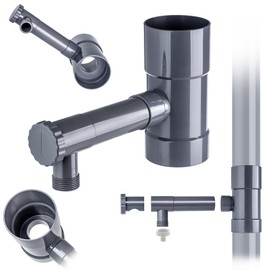 KADAX Rain Collector 80 mm, Rainwater Collector for Downpipe, Rain Thief with Integrated Valve, Water Collector Made of High-Quality Plastic, Water Thief (Grey)