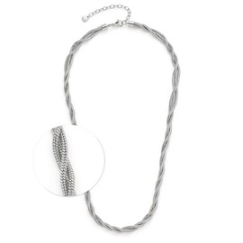 JEWELS BY LEONARDO Halskette Sue • kurze Schlangen-Kette aus silberfarbenem Edelstahl • raffinierte Kordeloptik • 45-50 cm Länge • Schmuck Geschenk für Frauen • 024834