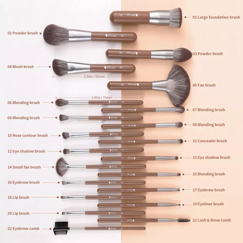 Ducare 22pc Brocha De Maquillaje Con Bolsa Cepillo Cosmético