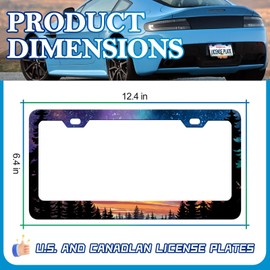 HCSS 2PCS Galaxy Forest License Plate Frames Beautiful Starry Sky Night License Plate Holder Stainless Steel Auto Parts Rust-Proof Waterproof Car Decorative Tag Frames for Standard US 12x6 Inch