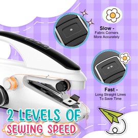 37PCS Accessories Handheld Sewing Machine, Rechargeable Mini Sewing Machine for Beginners and Adults, 2 Modes Portable and Easy to Use for DIY, Clothes, Home and Travel