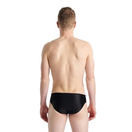 Arena Feel Men's Threefold Swim Brief Stretchy MaxFit Swimsuit Pool and Beach Swimwear, Black/Asphalt/White, US Size 40