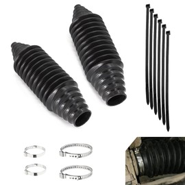 Car Rack and Pinion Boot Steering Rack Boot Tool Kit, 8.78" Non-detachable Steering Rack Dust Cover + 7.8" Cable Tie + 1.86" Clamp + 2.49" Clamp, Suitable for Cars (Black)