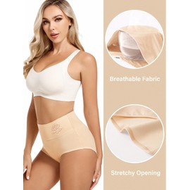 MEIYATING Women's High Waisted Underwear Tummy Control Ladies Panties Postpartum Briefs Multipack Nude