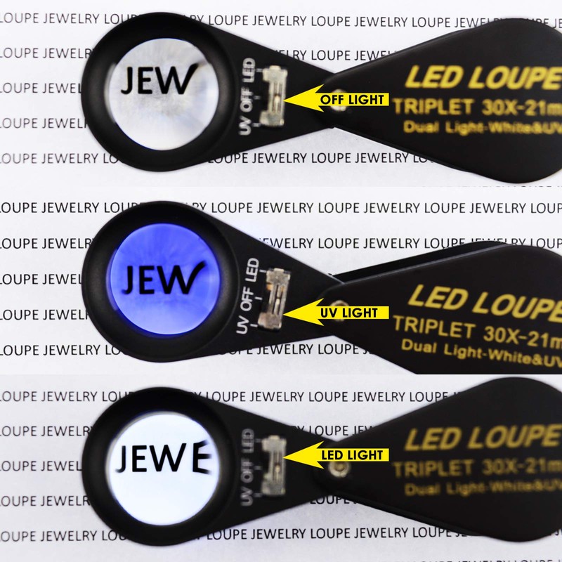 Jewelry Loupe 30X with 6 LED & UV Light, Pocket