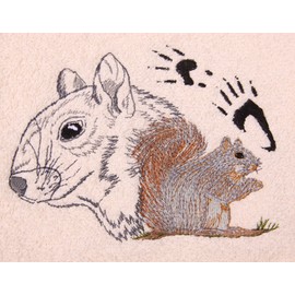 Big Black Horse LLC Bath Towel Set with Embroidered Fox Squirrel with Paw Print