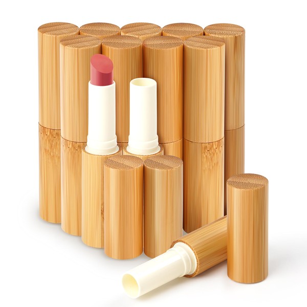 AUHOKY 12Pcs 5.5ml /5.5g Empty Bamboo Lipstick Tubes Refillable Lip