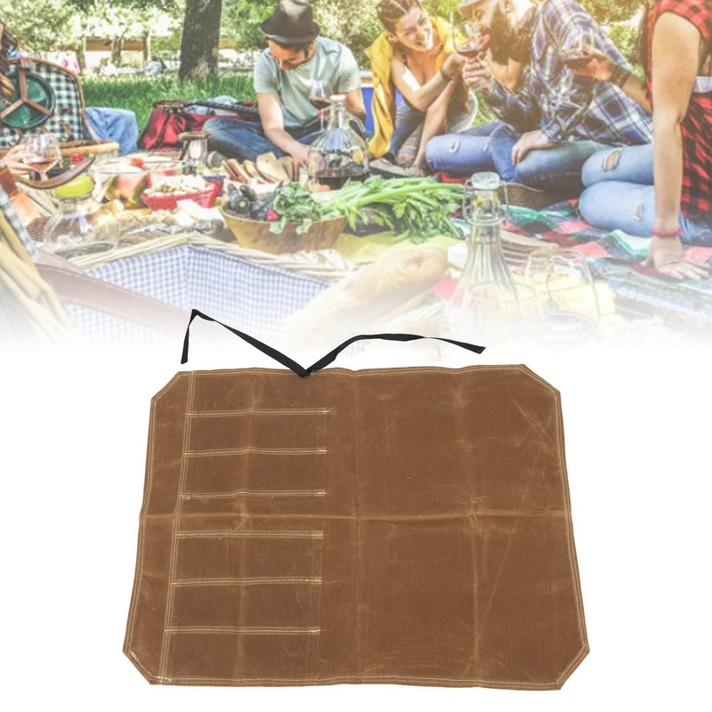 Camping Utensil Bag Canvas Cookware Knife Storage Bag Portable Tools