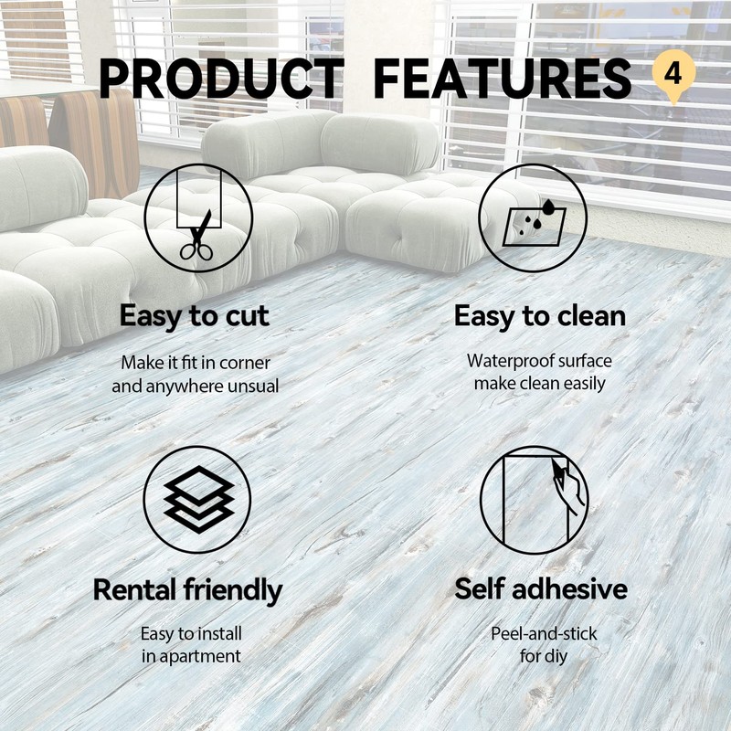 Peel and Stick Floor Tile - 11.8" X 394" Vinyl