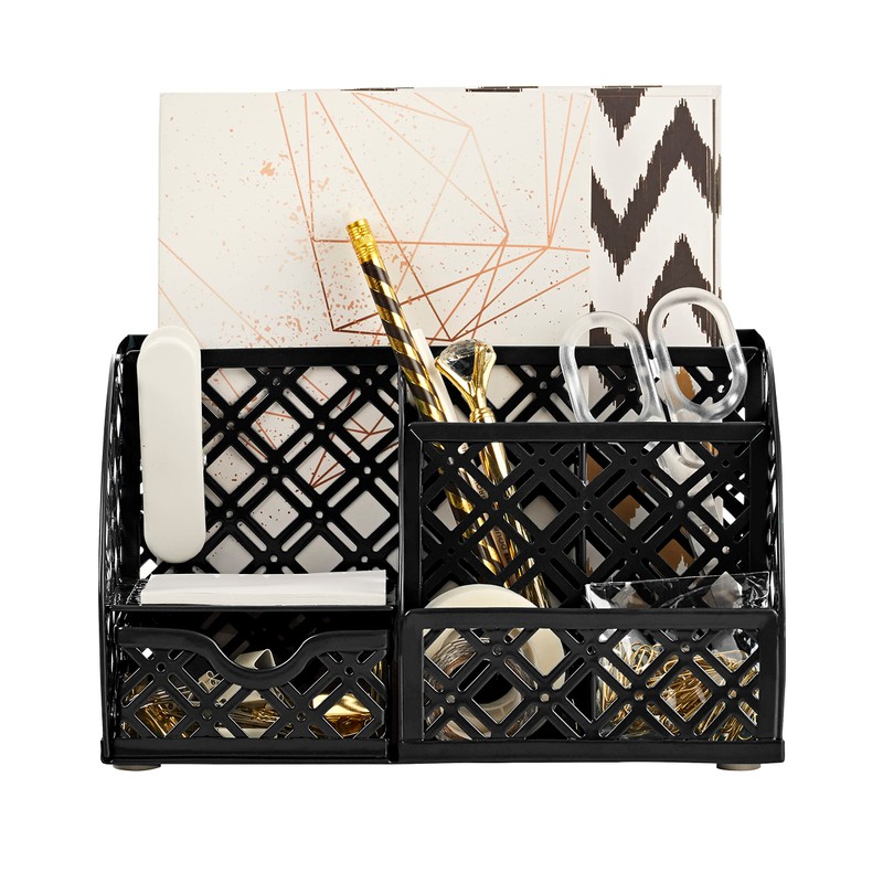 EXERZ Table Organiser/Desk Organiser/Desk Tidy/Pen Holder - Metal, Drawer, Tweezers