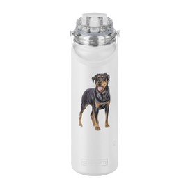 SERENGETI 24 Oz Water Bottle Stainless Steel with Spill Proof Lid - Double walled Vacuum Insulated water flask - Realistic 3D Print of your favorite dog (Rottweiler)