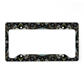 CafePress Boho Flower License Plate Holder Aluminum License Plate Frame, License Tag Holder