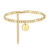 FOSIR 18K Gold Plated Stainless Steel Initial Anklet for Women