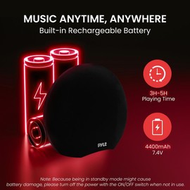 Pyle Waterproof Battery Powered Karaoke Speaker with Wireless Microphone - Bluetooth Compatible - Ideal for Parties, Compact Yet Powerful Sound - 3.5mm Aux & 6.5mm USB Input Rechargeable Batteries