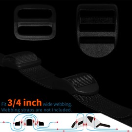 Slider Buckle for 3/4" Webbing Strap: 4 Set Ladder Lock Buckles and Tri-glide Slide Fit 0.75 inch (20 mm) Wide Nylon Web Straps, Adjustable Quick Release Plastic Adjuster Clips Replacement Heavy Duty