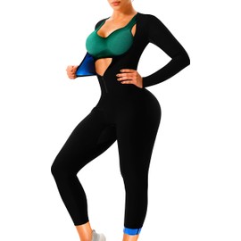 LMCOB Full Body Sauna Suit for Women Waist Trainer Sweat Jumpsuit Waist Trainers Workout Sauna Suits Women(LYBH70023-01-M)